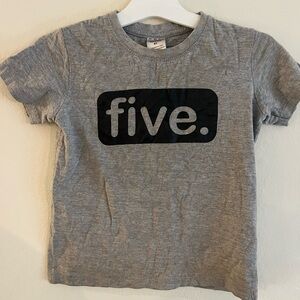 Gray Kids T-Shirt with 'five.' Print